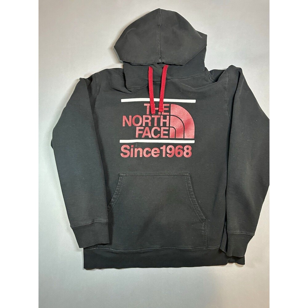 The North Face Men's Pullover Hoodie Black/Red Since 1968 Graphic Fleece Pockets